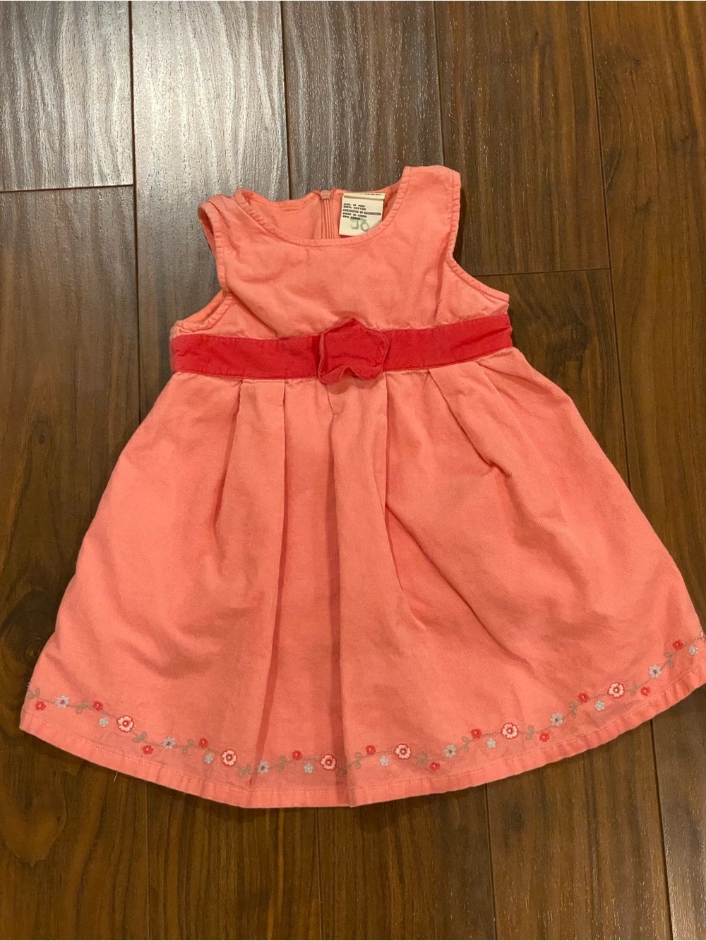 4/$20 Laura Ashley corduroy jumper dress with embroidered flowers 18 months